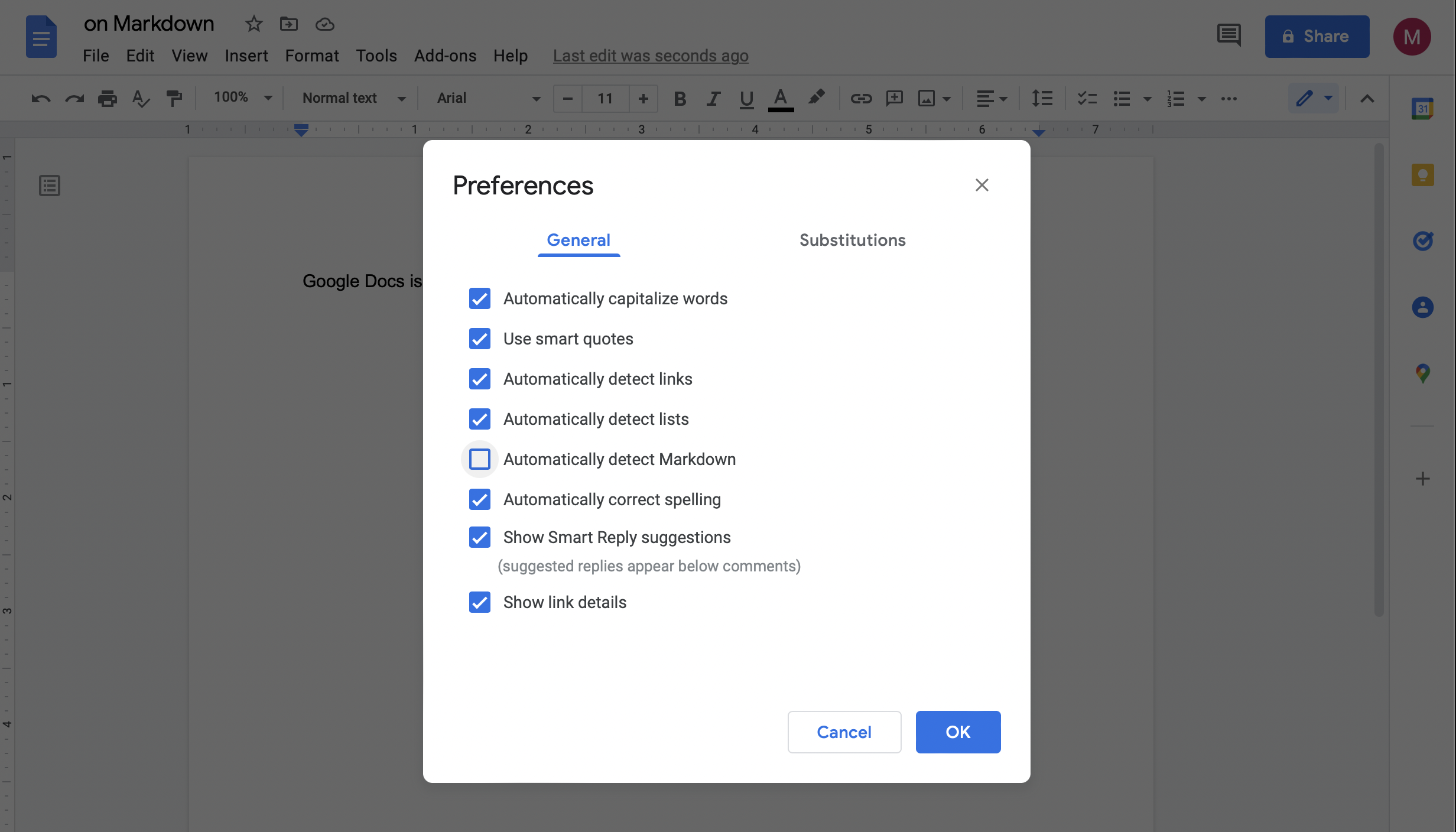 Markdown in Google Docs